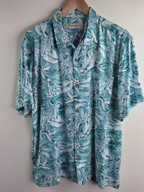 Tommy Bahama Shirt Mens Large Multicolor Short Sleeve Button Up Tropical Viscose